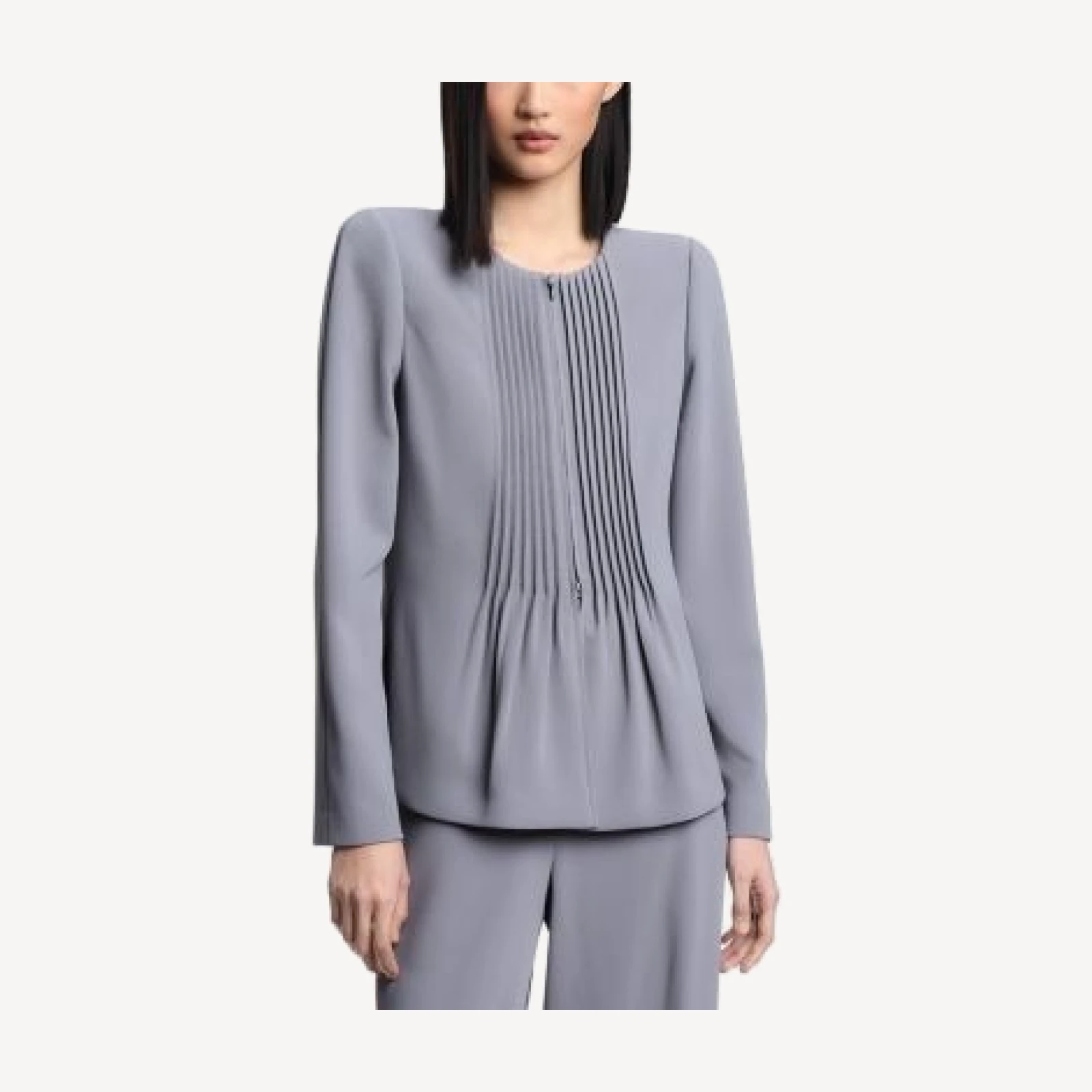 Emporio Armani Front Zip Pleated Fluid Armure Jacket