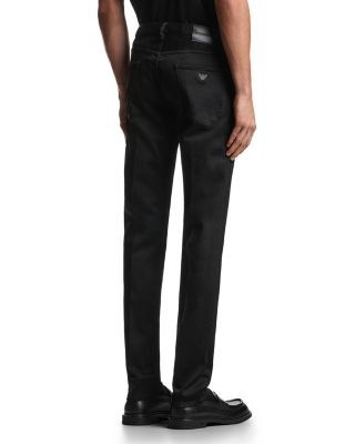 Emporio Armani Essential J06 Slim Fit Stretch Cotton & Modal Blend Denim Jeans in Black Denim