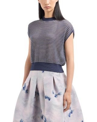 Emporio Armani Striped Cap Sleeve Sweater