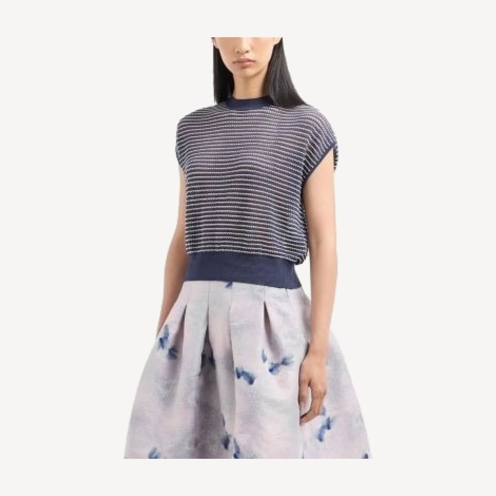 Emporio Armani Striped Cap Sleeve Sweater
