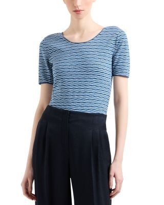 Emporio Armani Geo Textured Jacquard Jersey Top