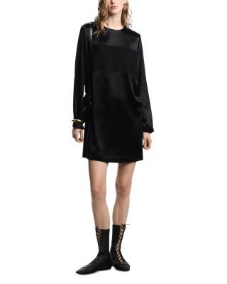 Emporio Armani Satin Long Sleeve Shift Dress