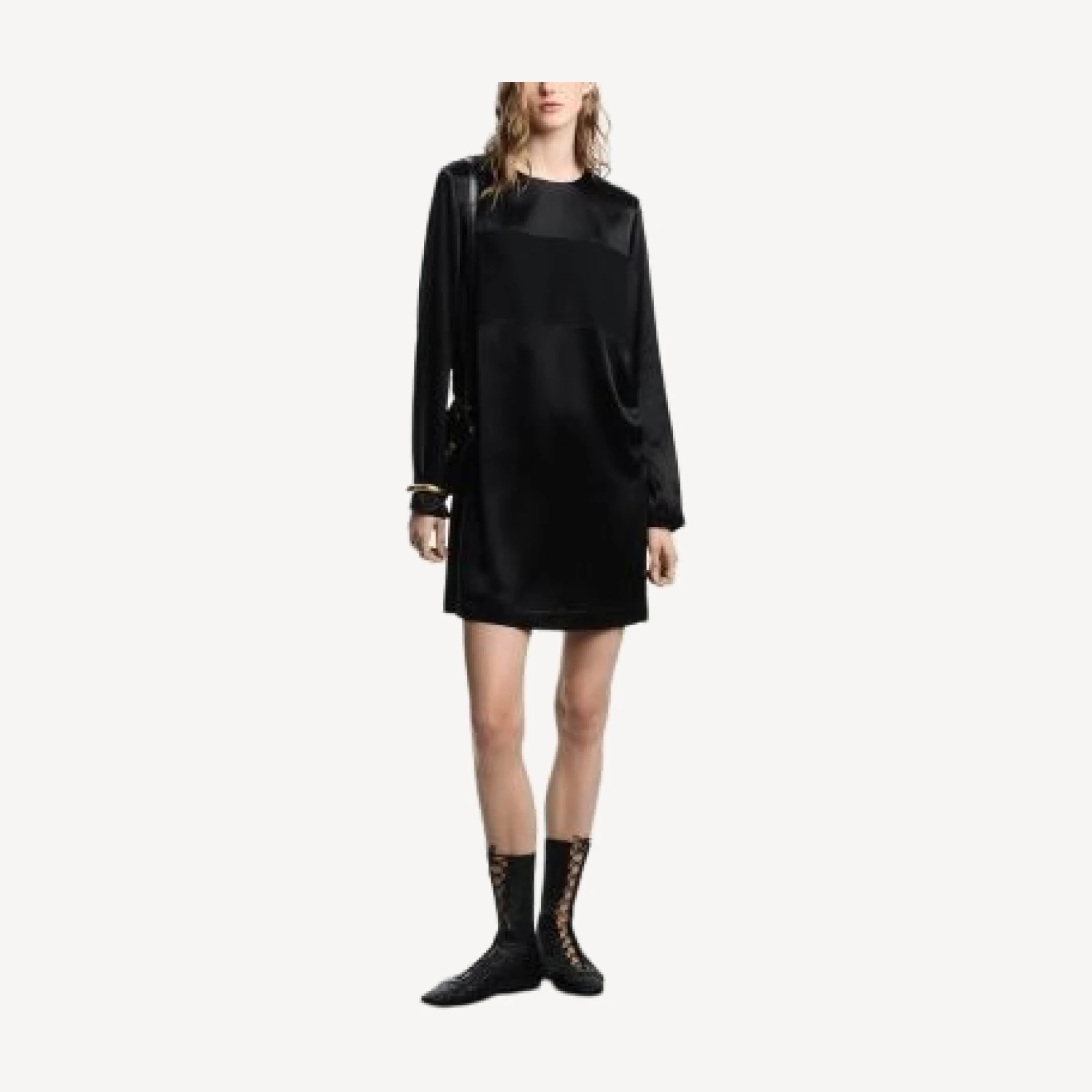 Emporio Armani Satin Long Sleeve Shift Dress