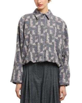 Emporio Armani Geometric Jacquard Bubble Hem Jacket
