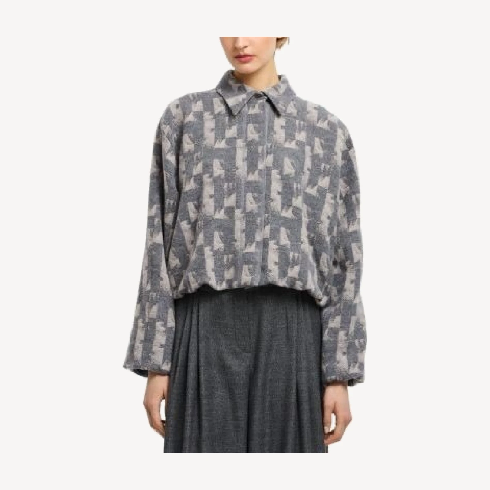 Emporio Armani Geometric Jacquard Bubble Hem Jacket