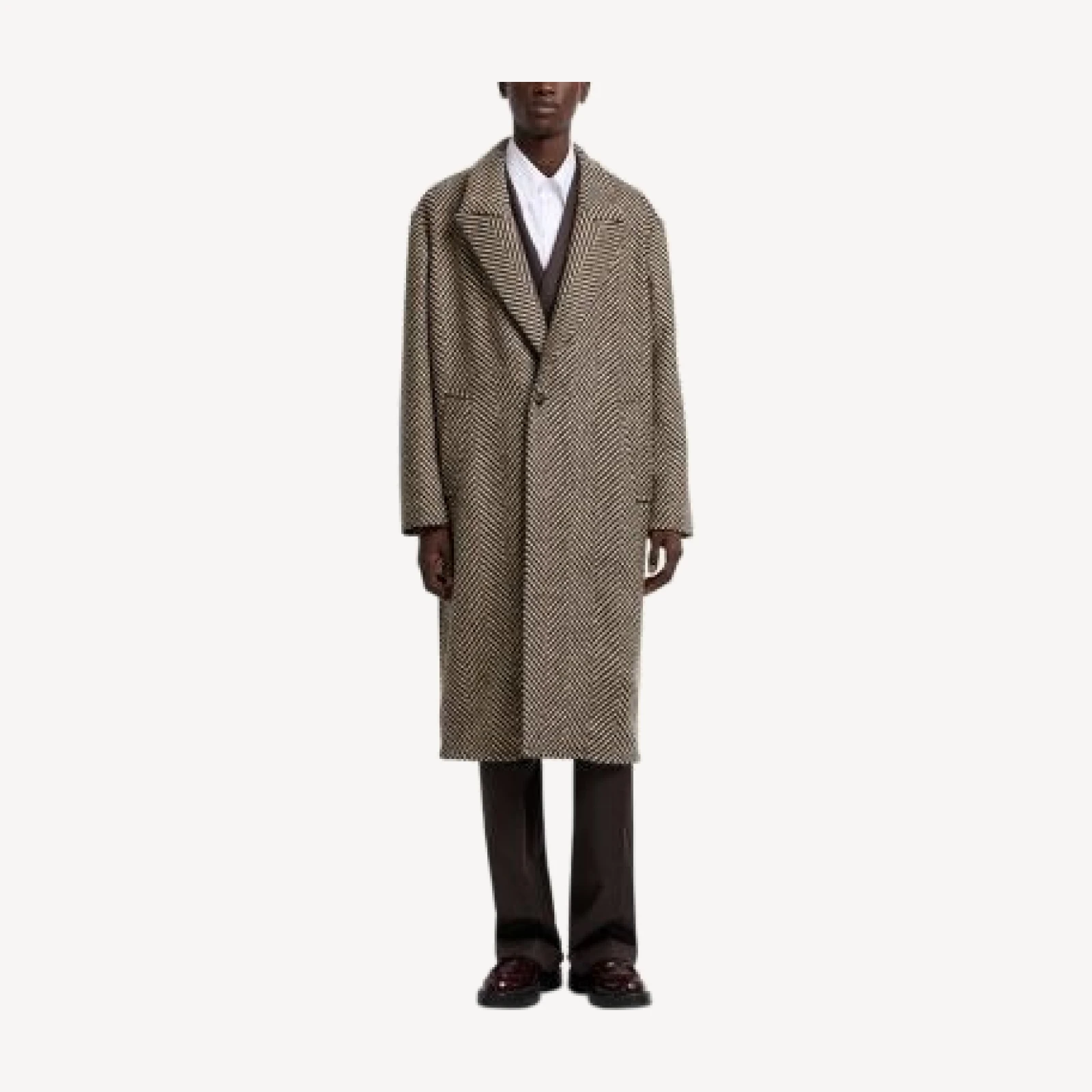 Emporio Armani Oversized Tweed Chevron Coat