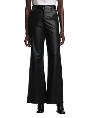 Emporio Armani Leather Flare Leg Pants