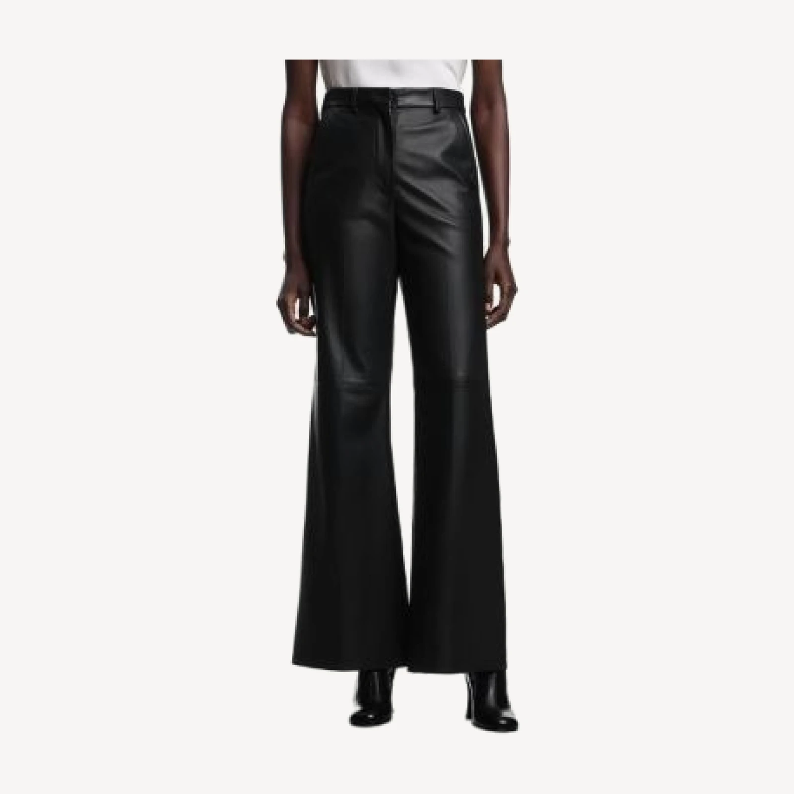 Emporio Armani Leather Flare Leg Pants