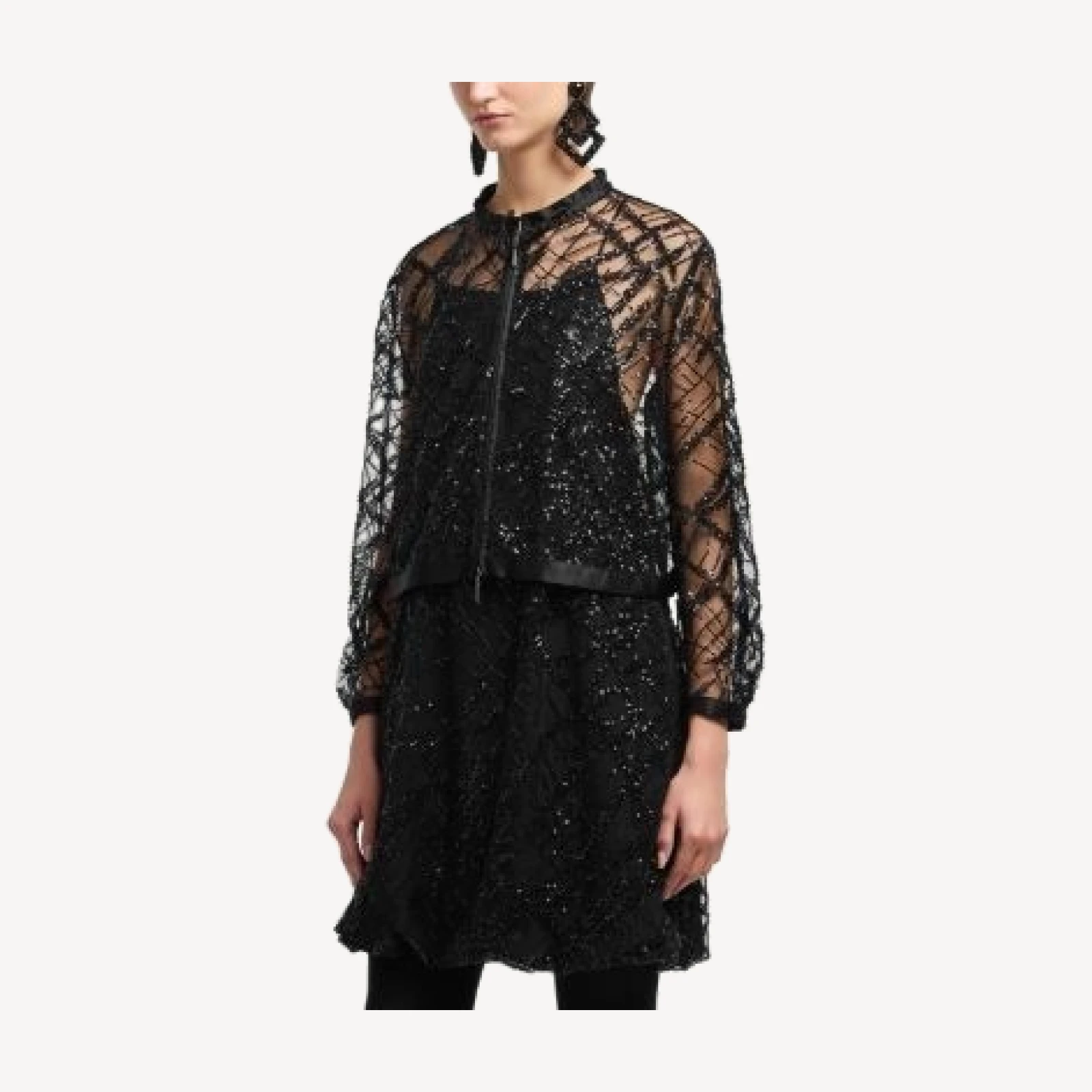 Emporio Armani Tulle Jacket with Allover Sequin Embroidery