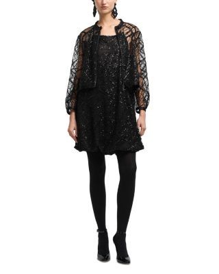 Emporio Armani Tulle Jacket with Allover Sequin Embroidery