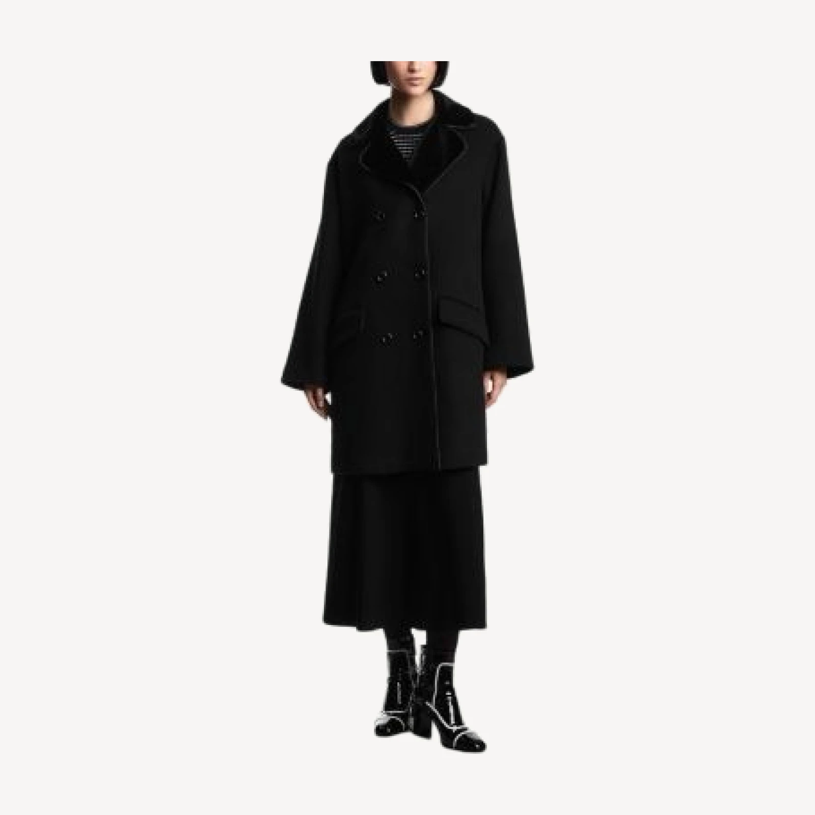 Emporio Armani Wool and Faux Fur Coat