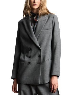 Emporio Armani Mouline Crepe Wool Double Breasted Blazer