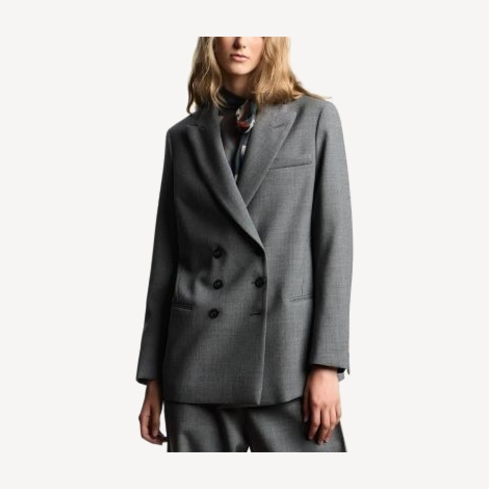 Emporio Armani Mouline Crepe Wool Double Breasted Blazer