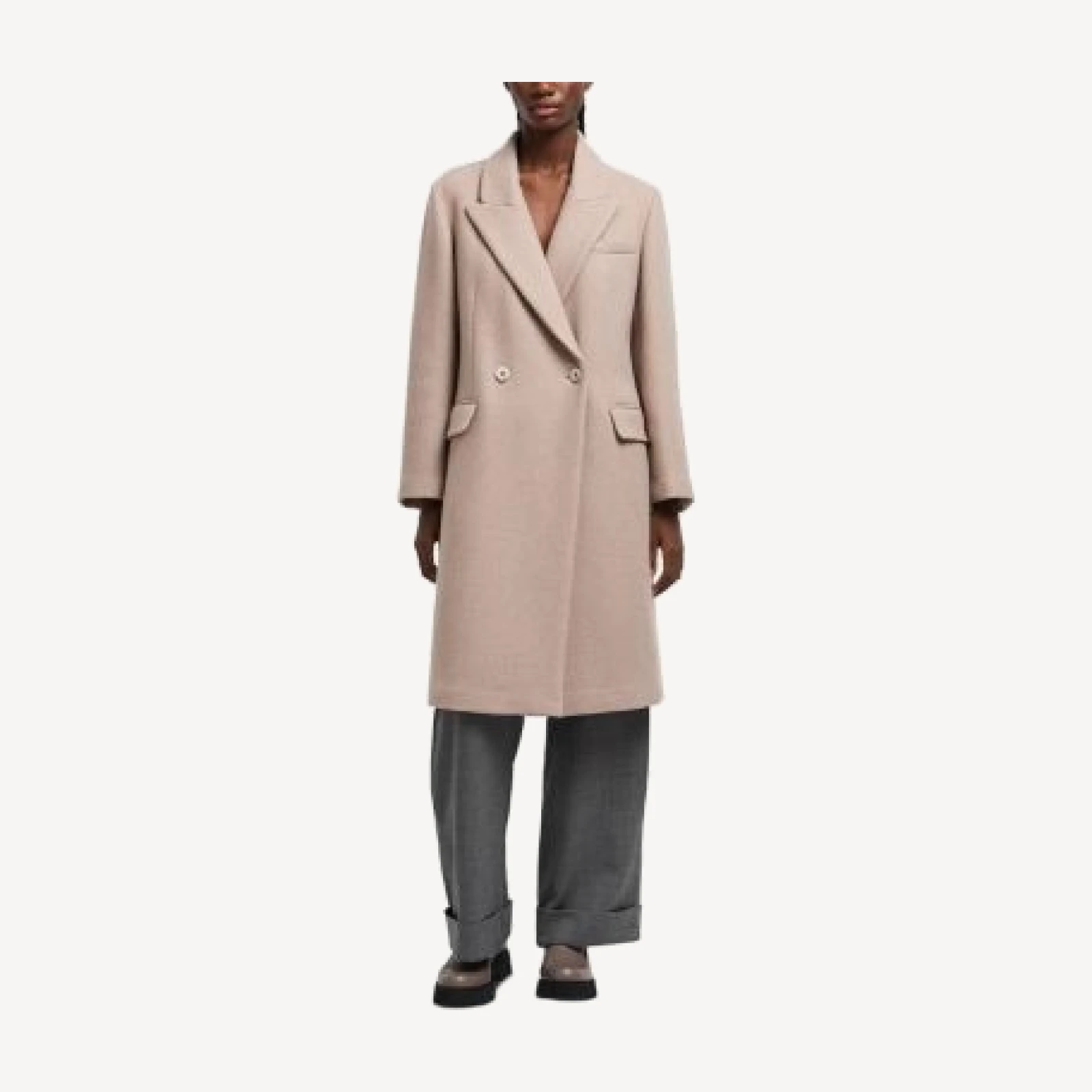 Emporio Armani Knitwear Effect Double Breasted Coat