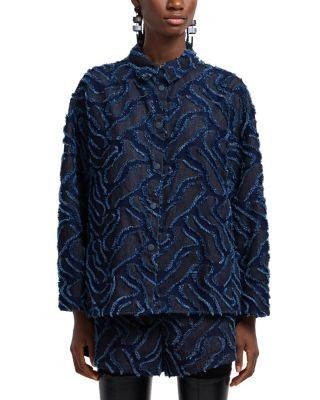 Emporio Armani Fringe Embossed Blouson Denim Jacket