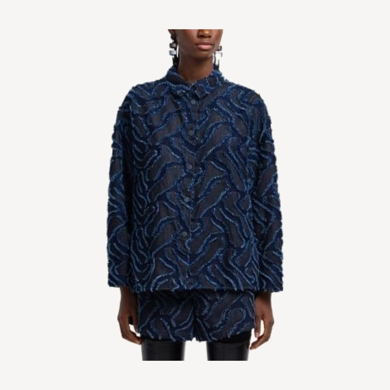 Emporio Armani Fringe Embossed Blouson Denim Jacket