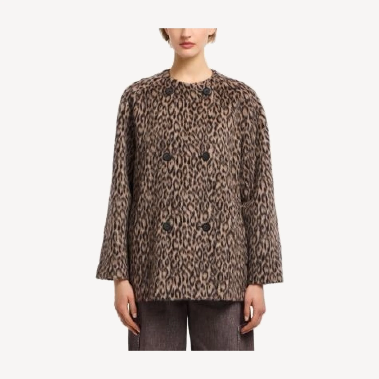 Emporio Armani Animal Print Faux Fur Peacoat