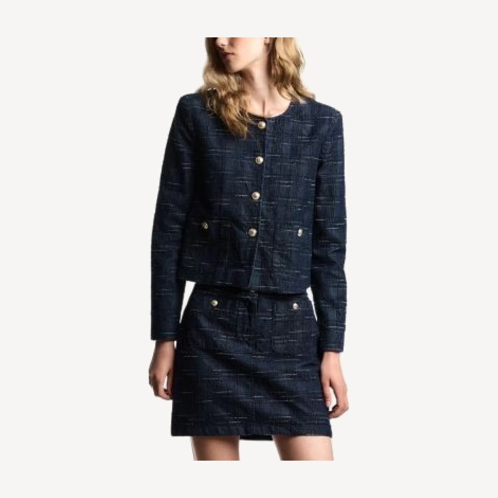 Emporio Armani Check Jacquard Collarless Jacket
