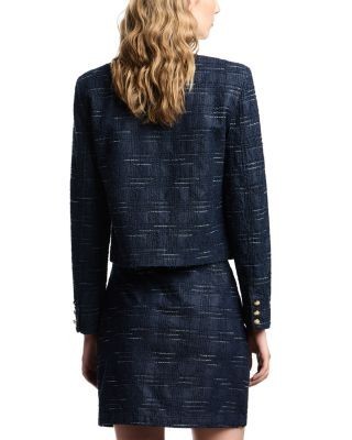 Emporio Armani Check Jacquard Collarless Jacket