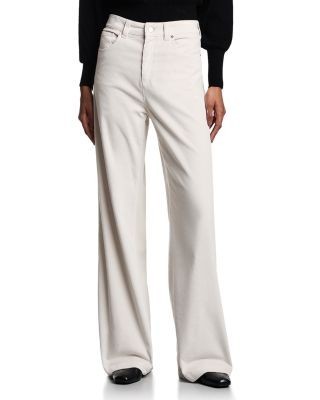 Emporio Armani High Rise Wide Leg Garment Dyed Corduroy Jeans in Putty