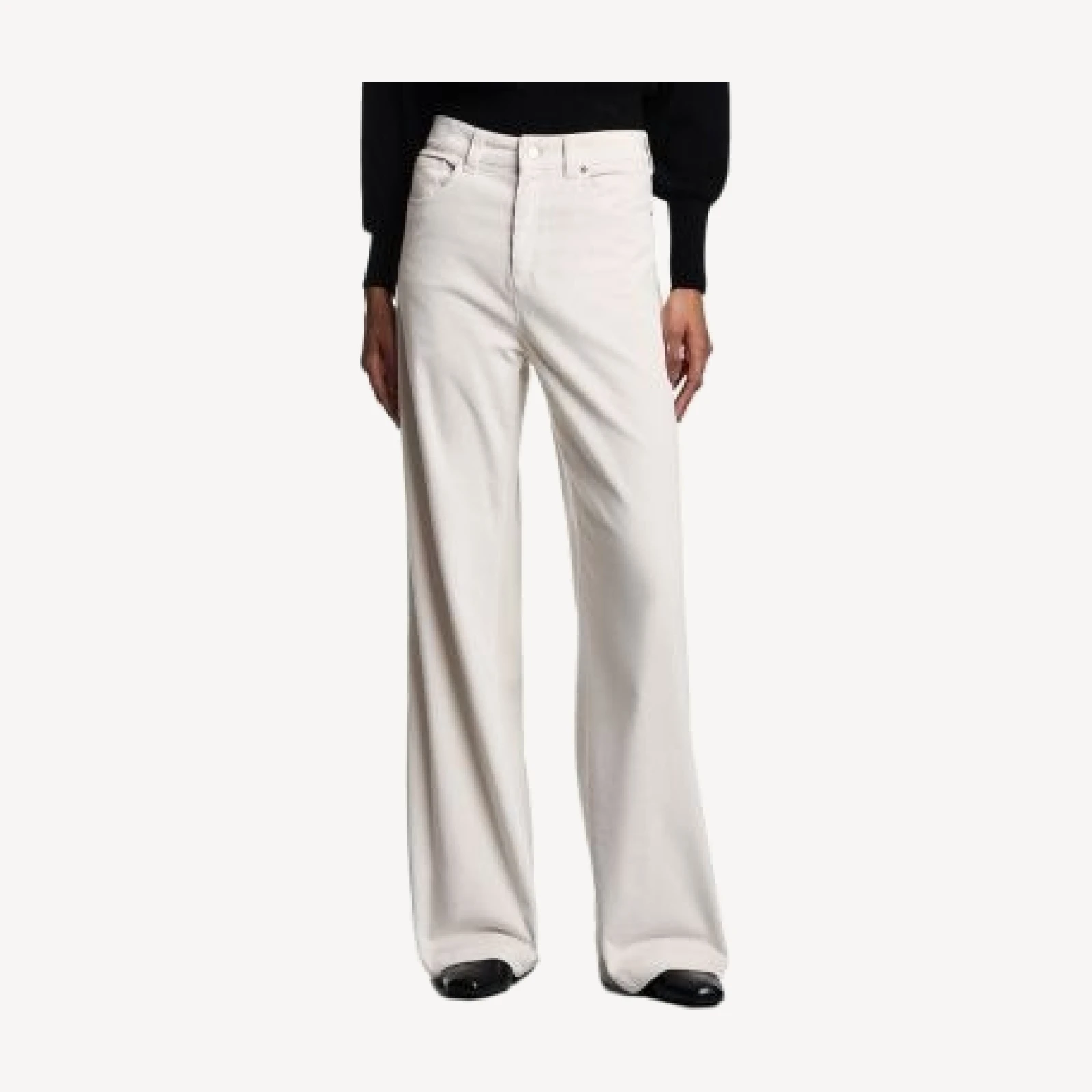 Emporio Armani High Rise Wide Leg Garment Dyed Corduroy Jeans in Putty