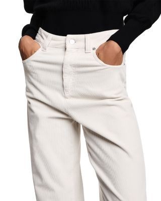 Emporio Armani High Rise Wide Leg Garment Dyed Corduroy Jeans in Putty