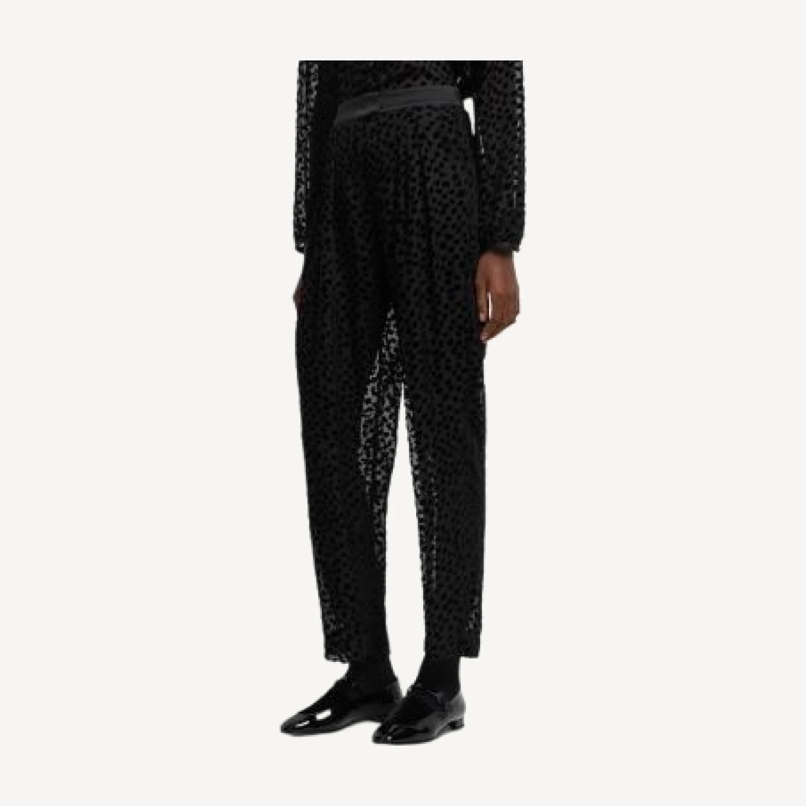 Emporio Armani Tulle and Velvet Trousers with Jeu de Carte Motif