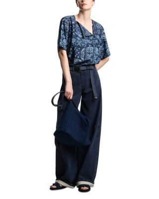 Emporio Armani Bandana Print Chambray Short Sleeve Top