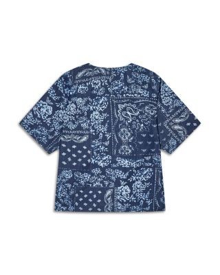 Emporio Armani Bandana Print Chambray Short Sleeve Top