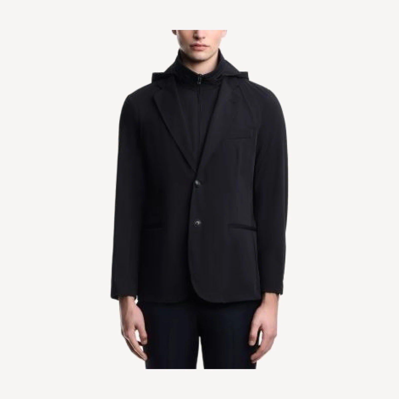 Emporio Armani Essential Stretch Nylon Twill Blazer with Removable Dickie