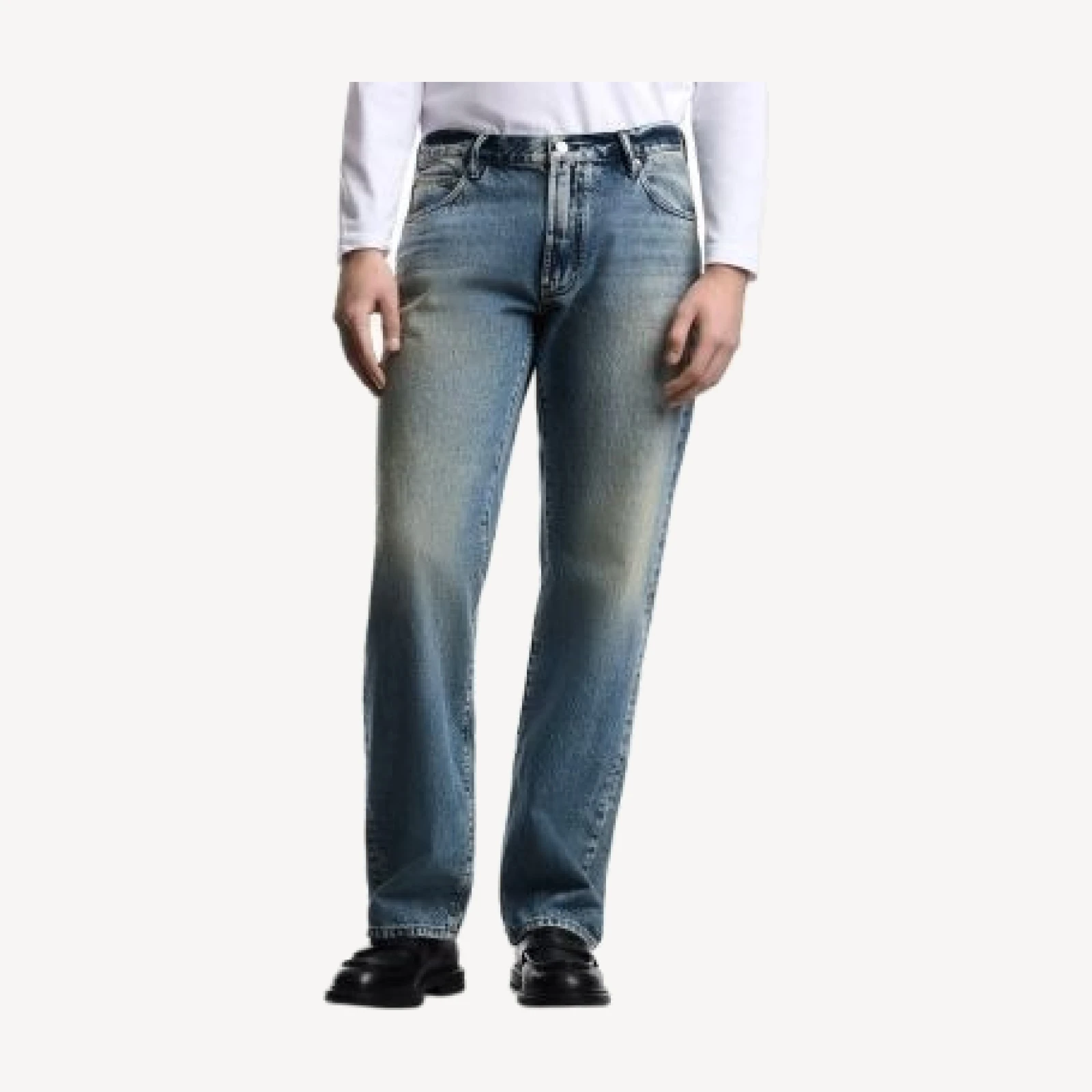 Emporio Armani Comfort Fit Pure Cotton Jeans in Medium Blue Denim