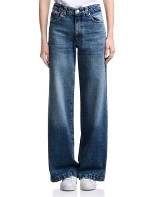 Emporio Armani High Rise Wide Leg Jeans in Dark Blue Denim