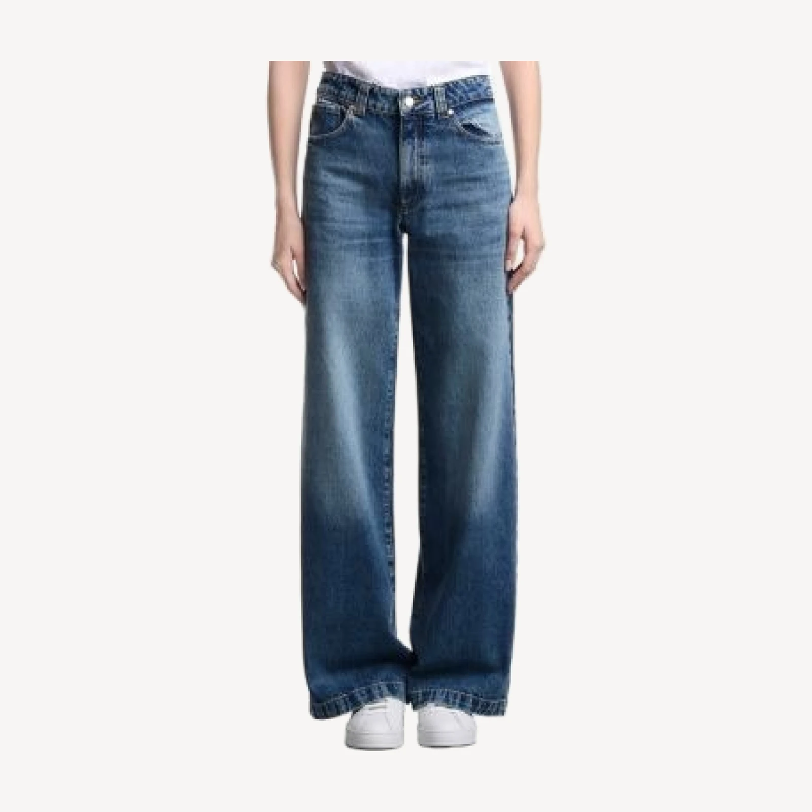 Emporio Armani High Rise Wide Leg Jeans in Dark Blue Denim