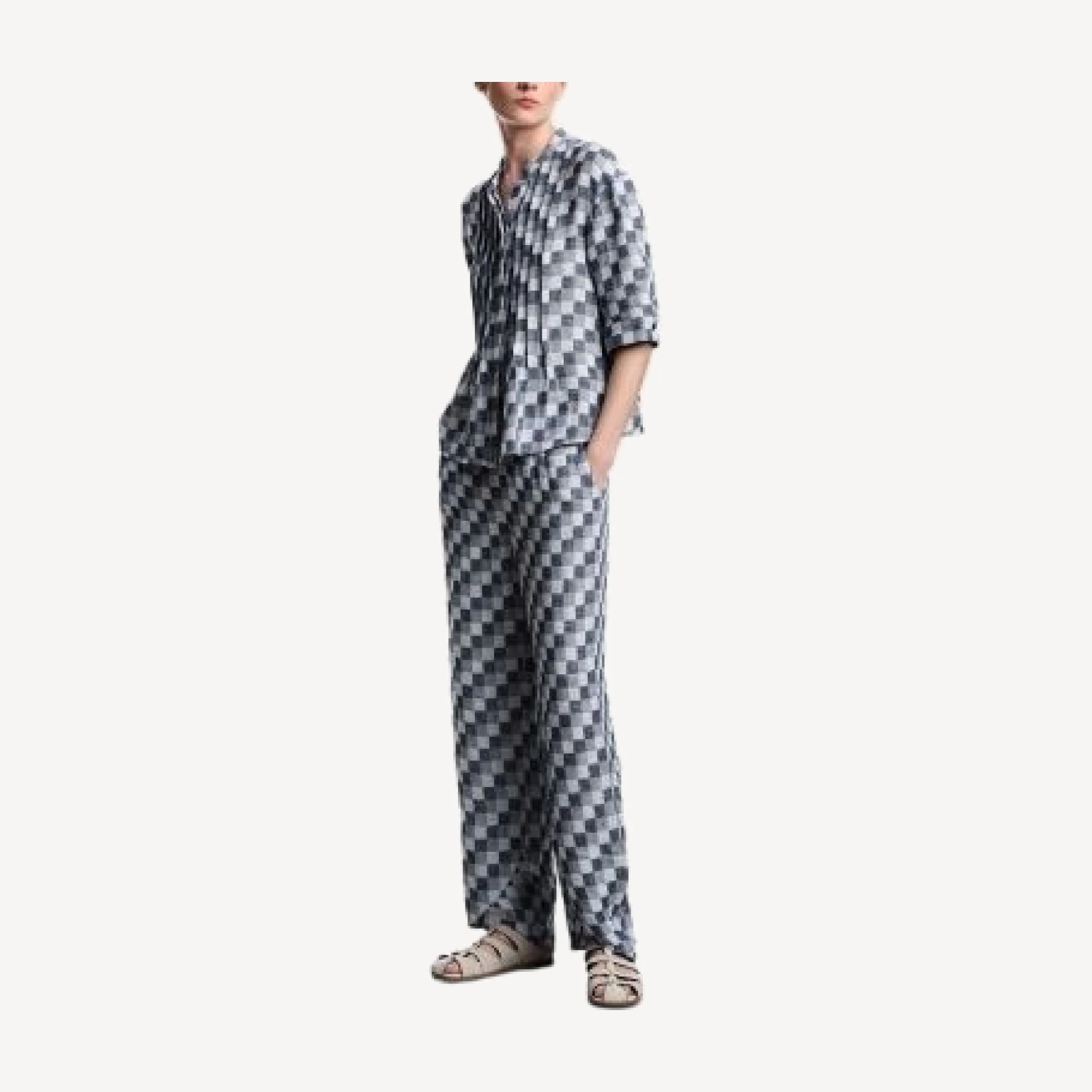 Emporio Armani Gauze Checkered Pants
