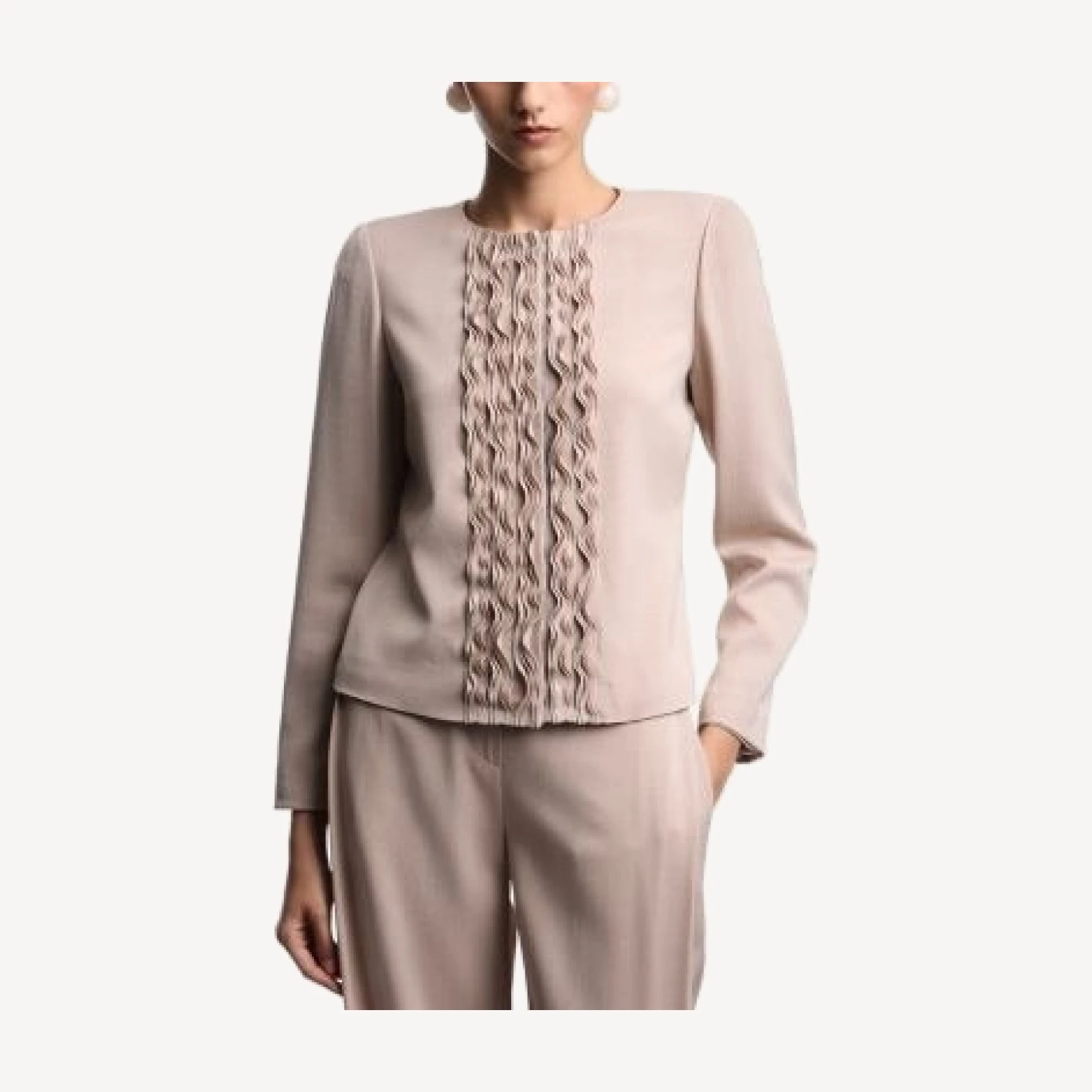 Emporio Armani Washed Twill Ruffled Detail Jacket