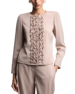 Emporio Armani Washed Twill Ruffled Detail Jacket
