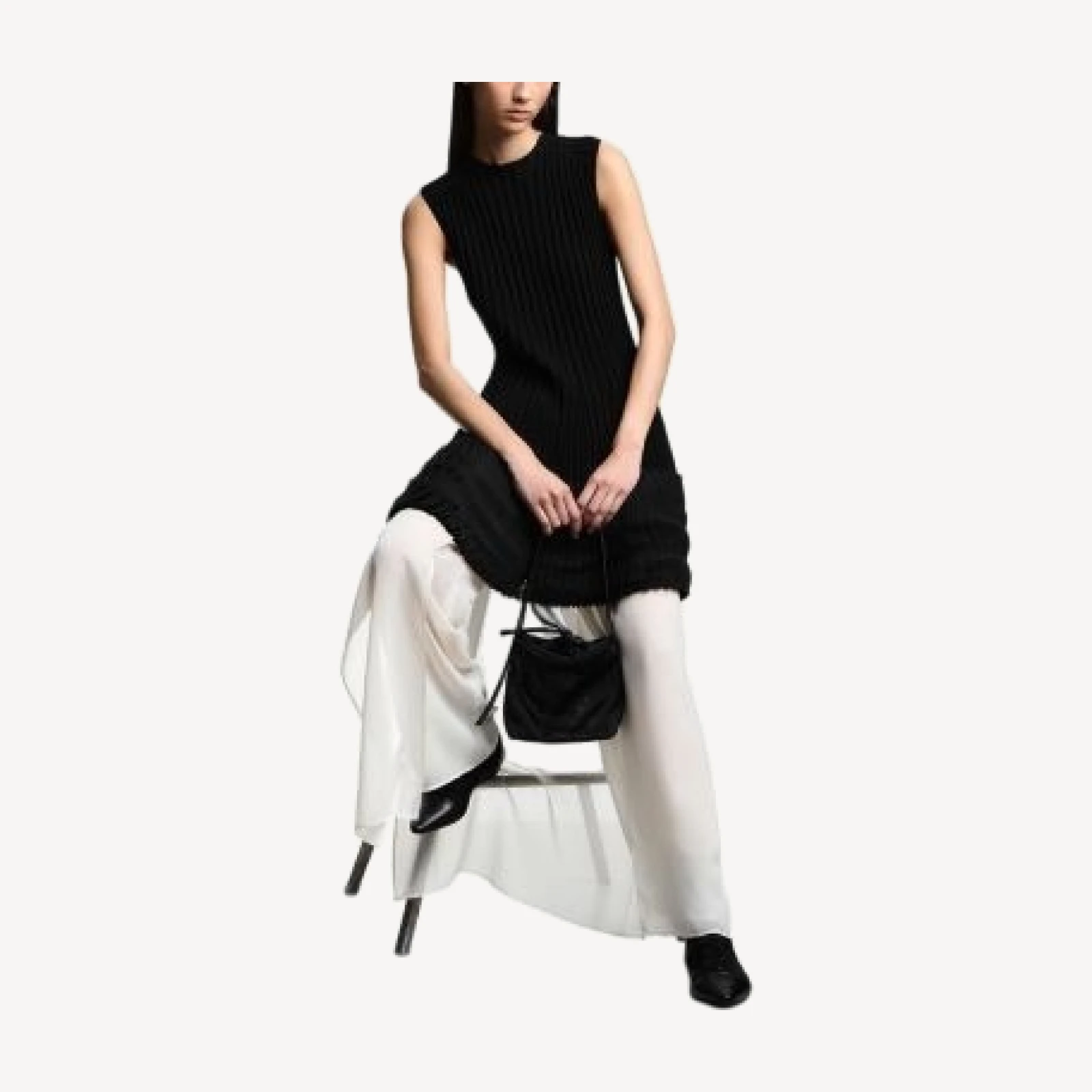 Emporio Armani Ribbed Ruffled Hem Dress