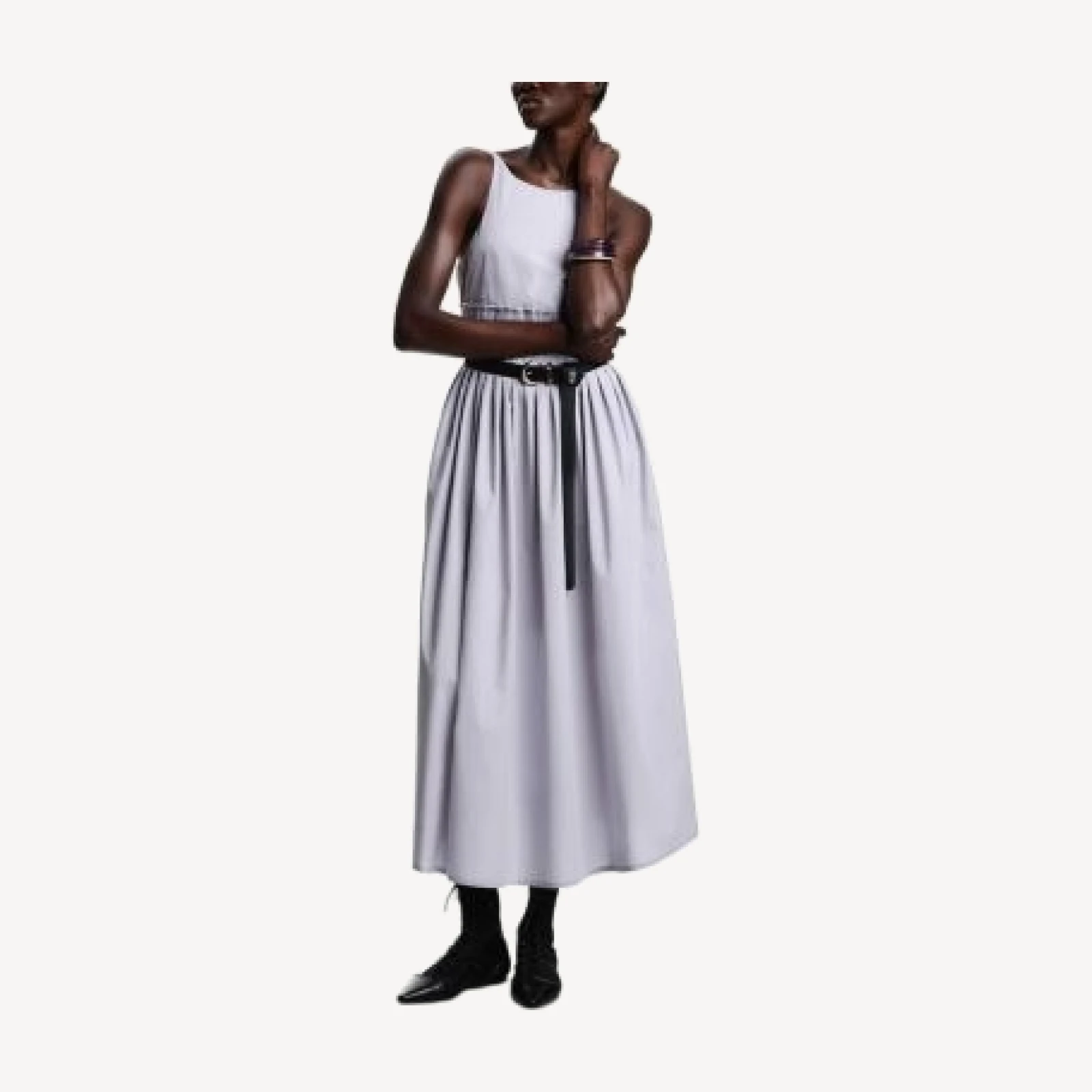 Emporio Armani Poplin Smocked Sleeveless Dress