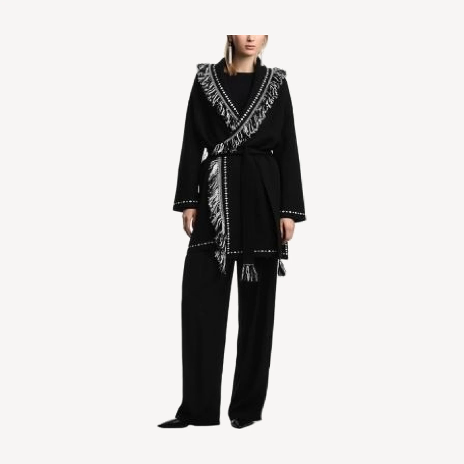 Emporio Armani Fringe Hem Tie Belt Cardigan