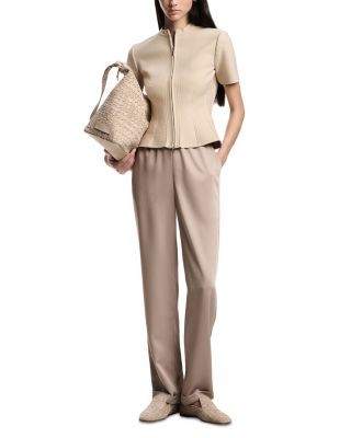Emporio Armani Crepe Twill Elasticized Waist Straight Pants