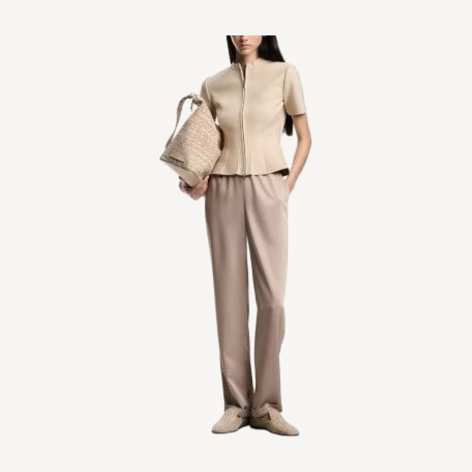 Emporio Armani Crepe Twill Elasticized Waist Straight Pants