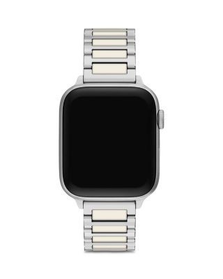 Tory Burch Kira Square Stainless Steel & Ivory Silicone Band for Apple Watch, 38/40/41/42mm and 42/44/45/46/49mm