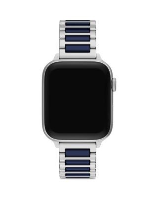 Tory Burch Kira Square Stainless Steel & Navy Silicone Band for Apple Watch, 38/40/41/42mm and 42/44/45/46/49mm