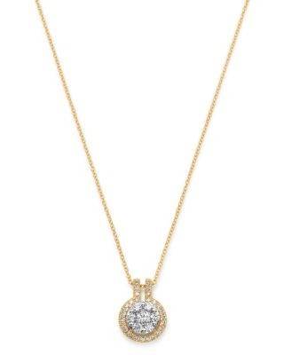 Bloomingdale's Fine Collection Diamond Halo Cluster Pendant Necklace in 14K White & Yellow Gold