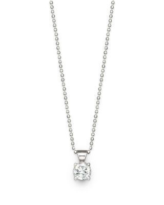Diamond Solitaire Pendant in 18K White Gold, 0.30 tcw