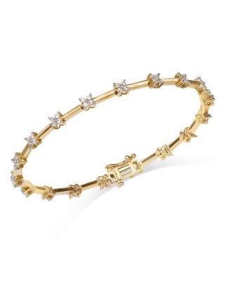 Bloomingdale's Fine Collection Diamond Flower Cluster Station Bracelet in 14K Yellow Gold, 1.00 tcw