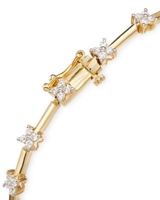 Bloomingdale's Fine Collection Diamond Flower Cluster Station Bracelet in 14K Yellow Gold, 1.00 tcw