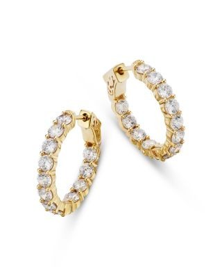 Bloomingdale's Fine Collection Diamond Inside Out Hoop Earrings in 14K Yellow Gold, 3.60 tcw