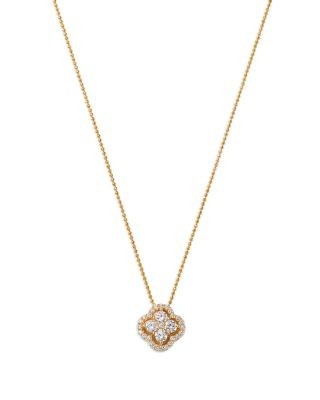 Bloomingdale's Fine Collection Diamond Clover Pendant Necklace in 14K Yellow Gold, 0.75 tcw