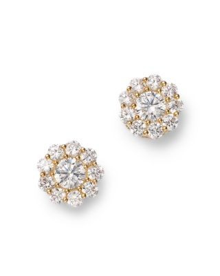 Bloomingdale's Fine Collection Diamond Halo Stud Earrings in 14K Yellow Gold, 1.0 tcw